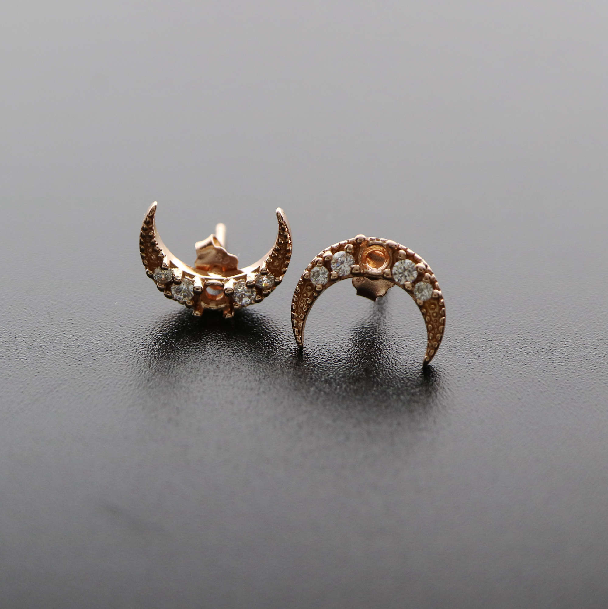 1Pair 3MM Round Bezel Solid 925 Sterling Silver Gemstone Prong Studs Earrings Settings DIY Supplies Findings Rose Gold Plated 1706034 - Click Image to Close